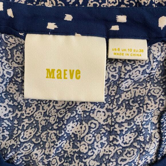 Anthropologie Maeve Hiver Blue 3/4 Sleeve Size 6 Boho Peasant Blouse - Picture 2 of 8